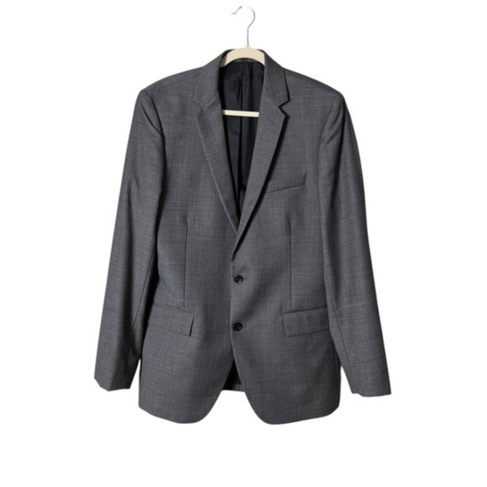 J Crew Men Thompson Wool Blazer Suit Jacket Size 40L Grey Formal Career Academia